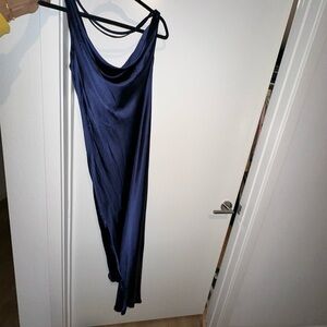 Meshki Navy Cowl Neck Midi Dress